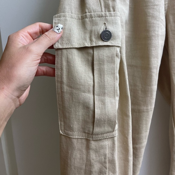Linen khaki colored joggers - Picture 5 of 7
